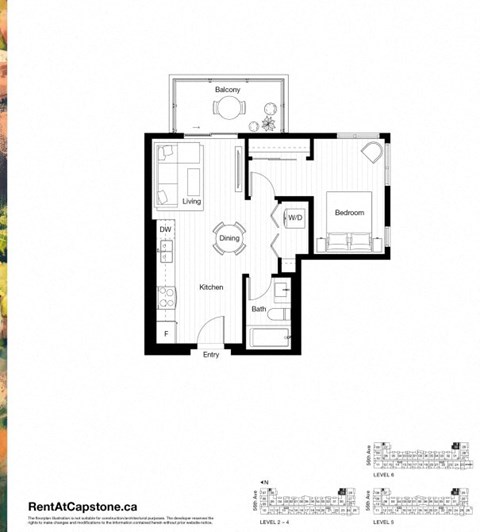 Floor plan for 1 bed, 1 bath, 546 sqft